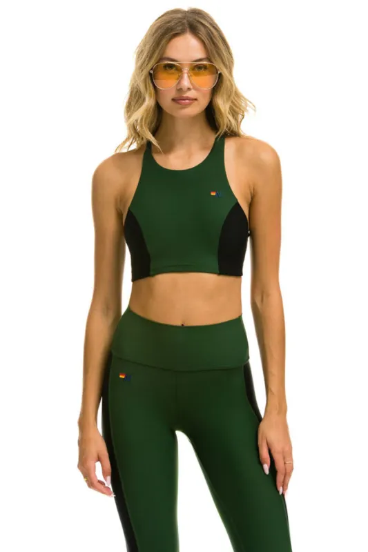 COLOR BLOCK RACER SPORTS BRA - FOREST made by Aviator Nation