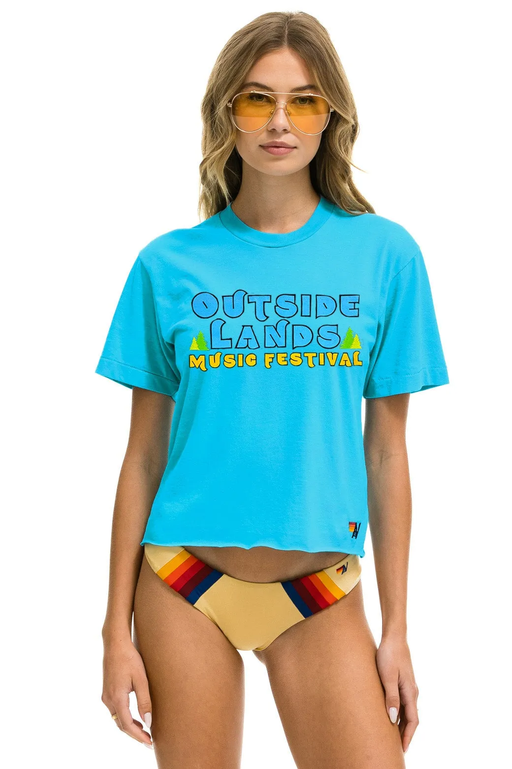 OUTSIDE LANDS 2024 BOYFRIEND TEE - NEON BLUE sold by Aviator Nation