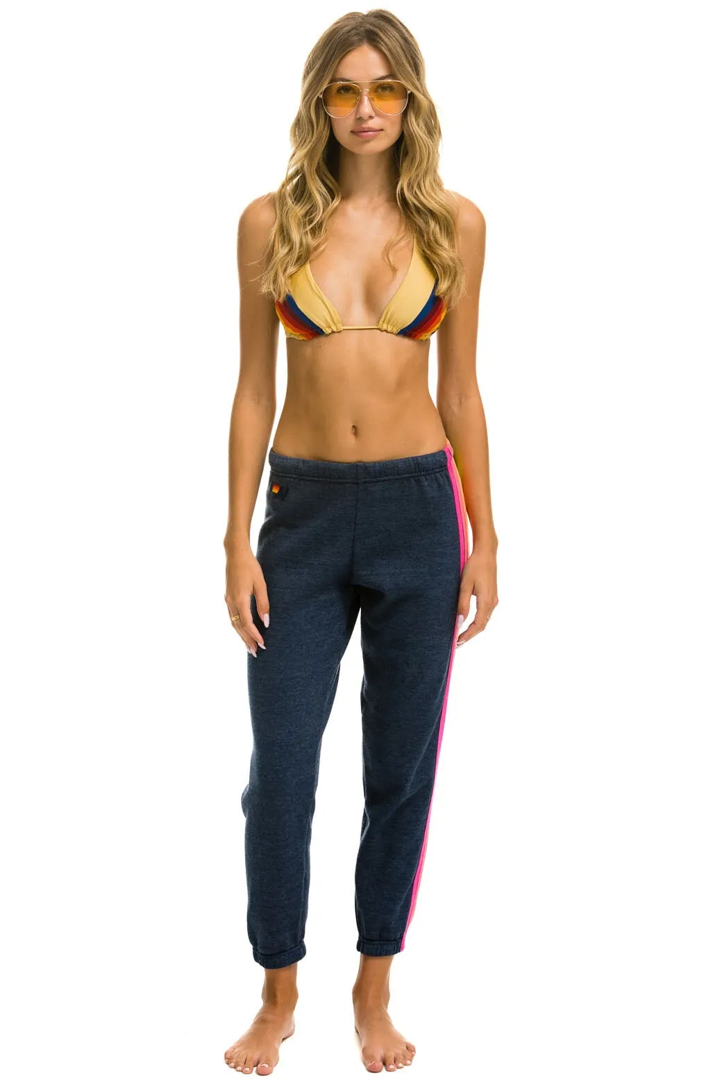 5 STRIPE SWEATPANTS - HEATHER NAVY // NEON RAINBOW sold by Aviator Nation product image thumbnail 2