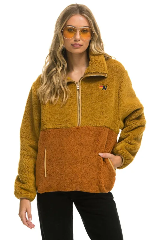 TEDDY UNISEX HALF ZIP COLOR BLOCK JACKET - HONEY sold by Aviator Nation