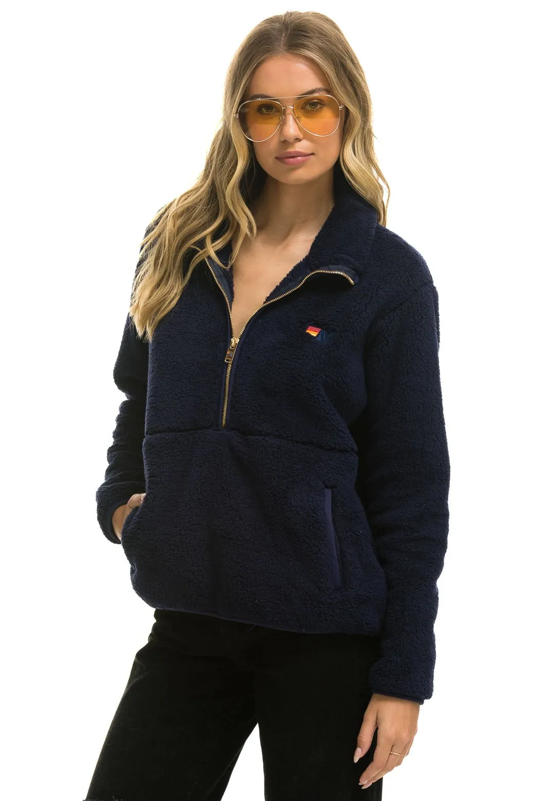 TEDDY UNISEX HALF ZIP JACKET - NAVY sold by Aviator Nation product image thumbnail 5