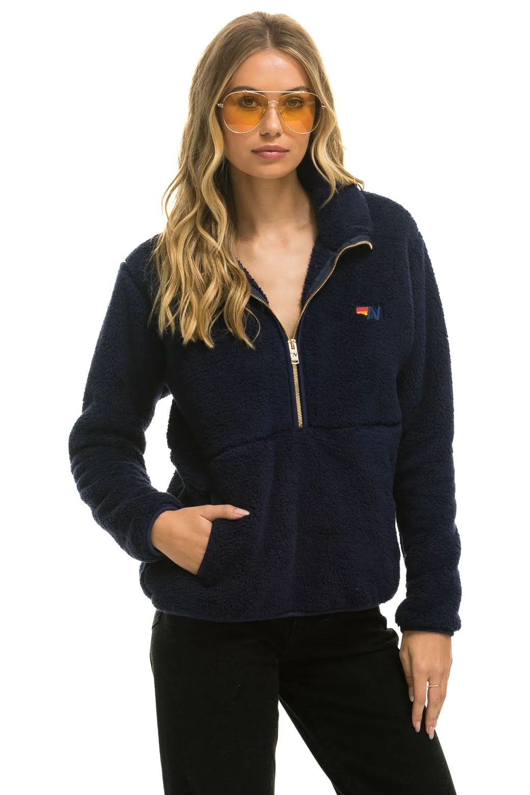 TEDDY UNISEX HALF ZIP JACKET - NAVY sold by Aviator Nation product image thumbnail 3
