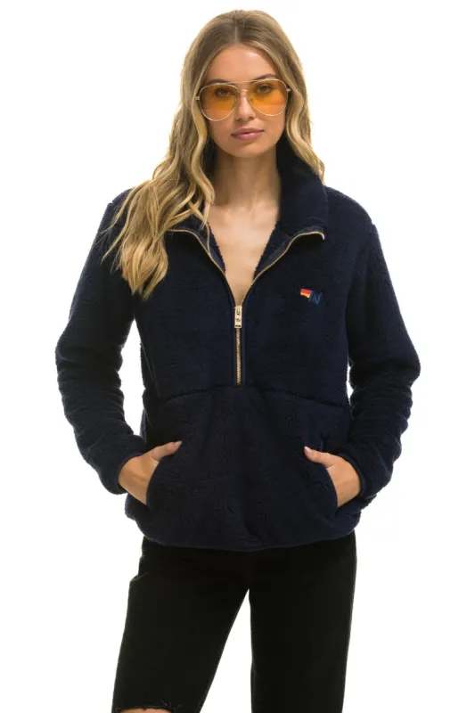 TEDDY UNISEX HALF ZIP JACKET - NAVY sold by Aviator Nation