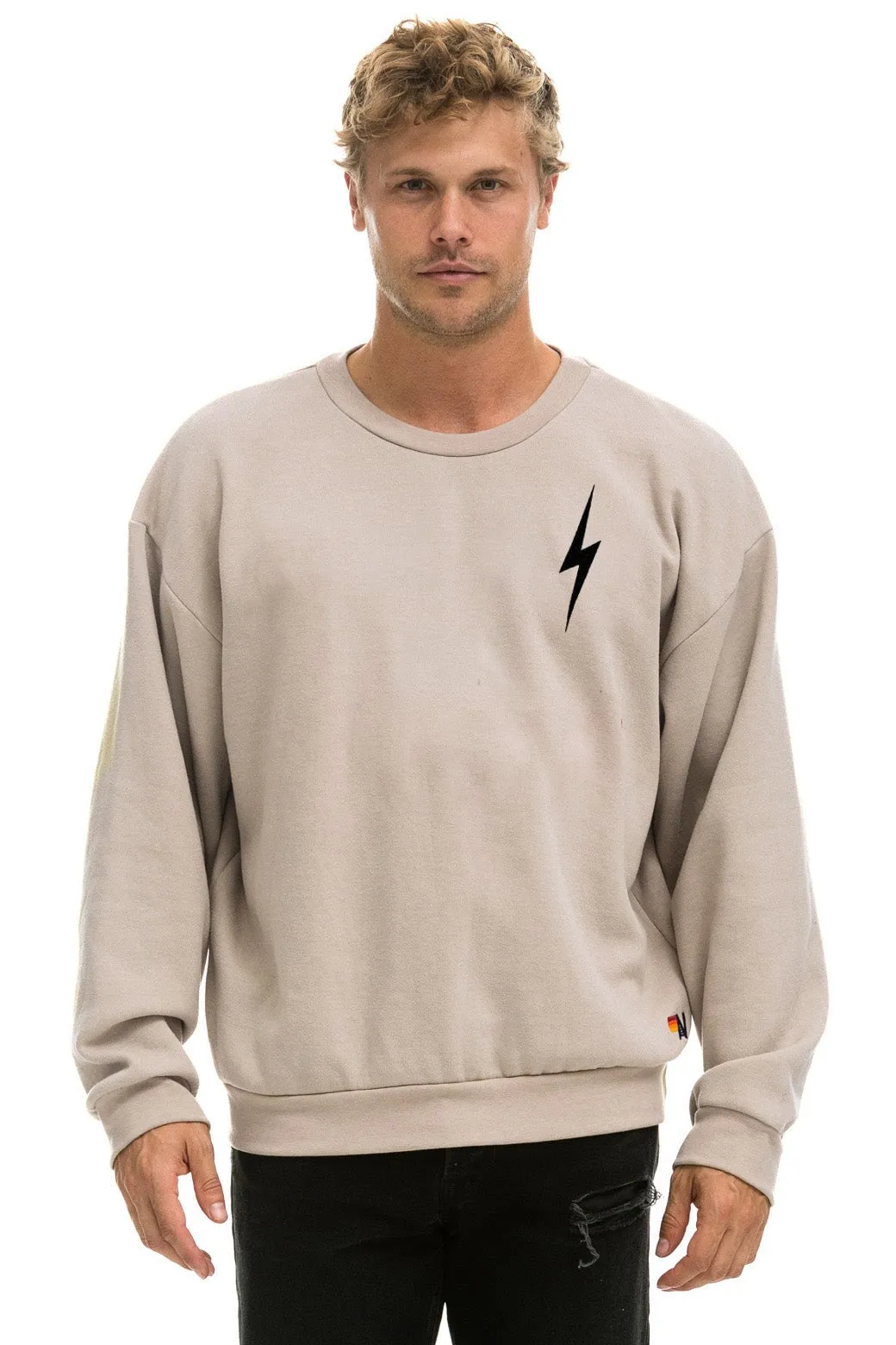 BOLT STITCH RELAXED CREW SWEATSHIRT - SAND // BLACK sold by Aviator Nation product image thumbnail 2