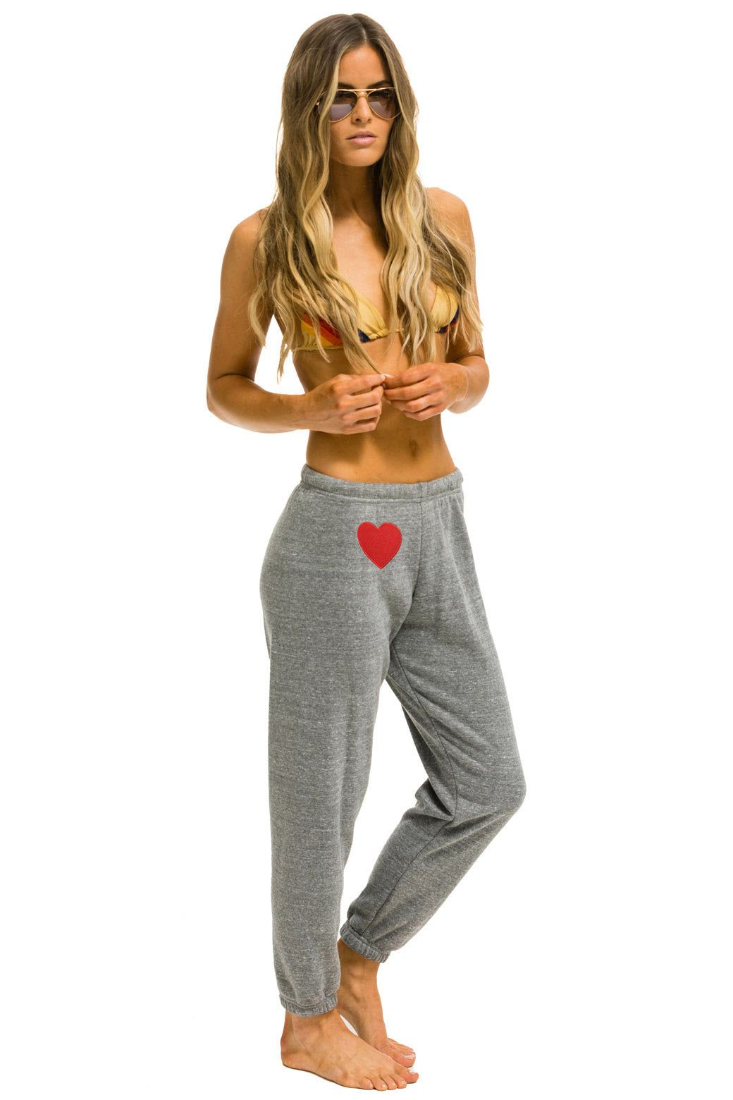 HEART EMBROIDERY SWEATPANTS - HEATHER GREY sold by Aviator Nation product image thumbnail 2