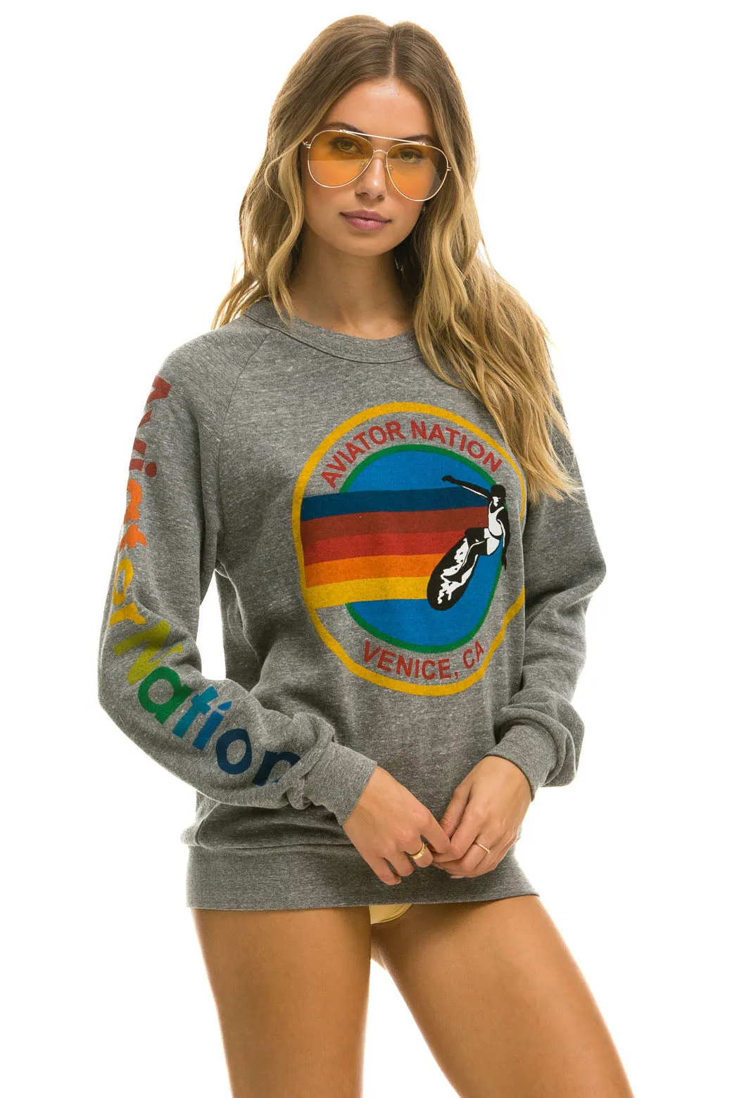 AVIATOR NATION SWEATSHIRT - HEATHER GREY sold by Aviator Nation product image thumbnail 3