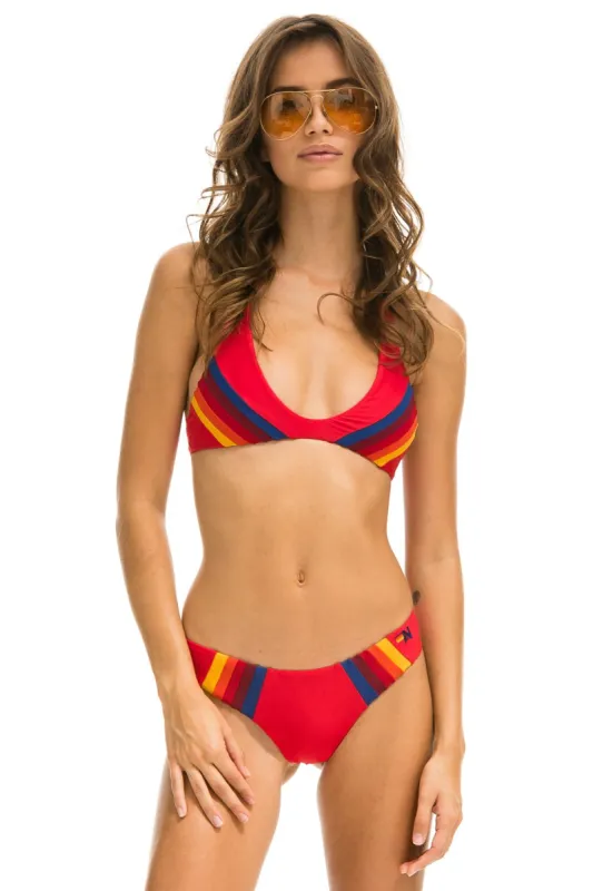 5 STRIPE RACERBACK BIKINI TOP - RED sold by Aviator Nation