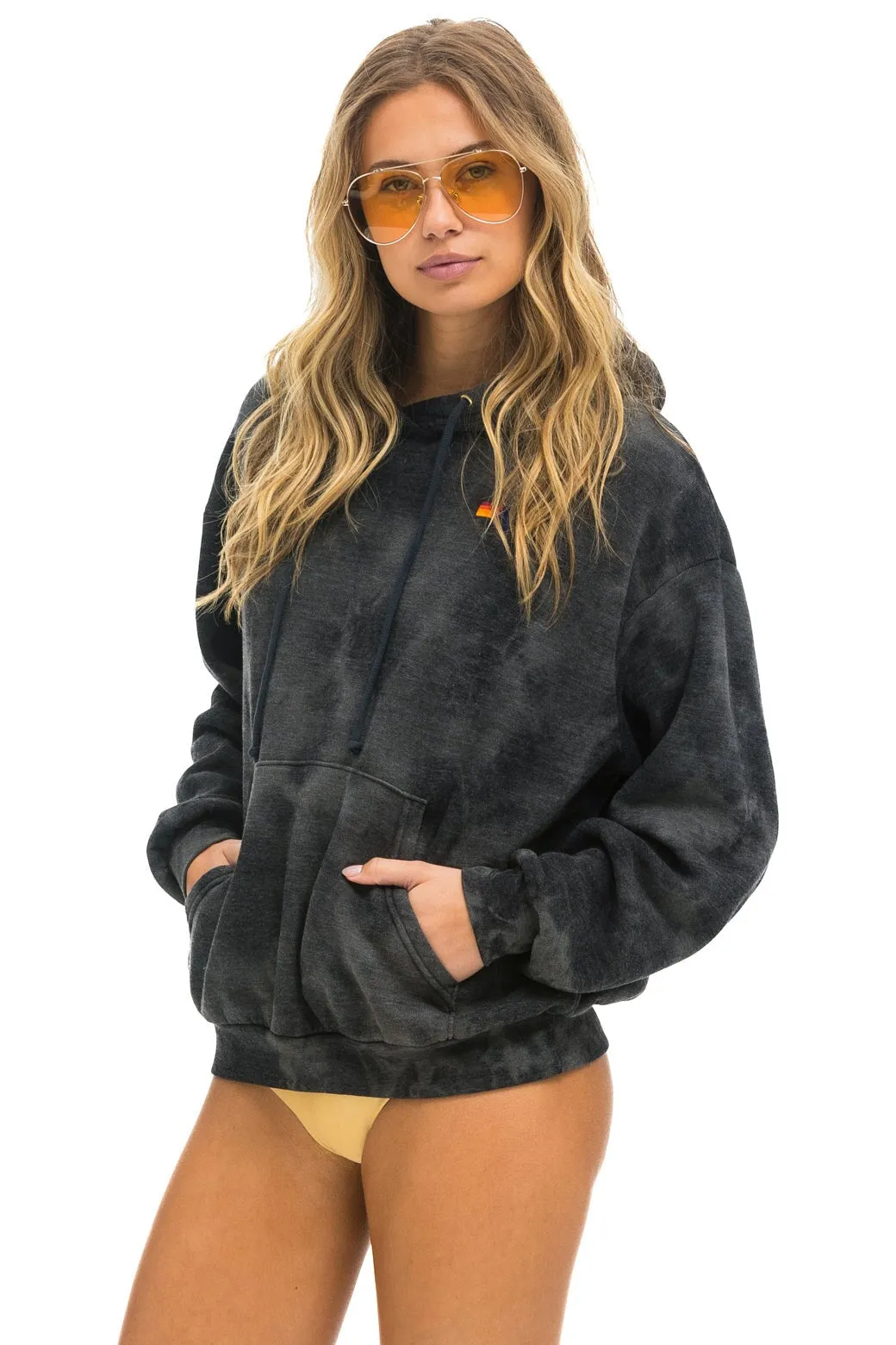 HAND DYED PULLOVER HOODIE RELAXED - TIE DYE VINTAGE CHARCOAL sold by Aviator Nation product image thumbnail 2