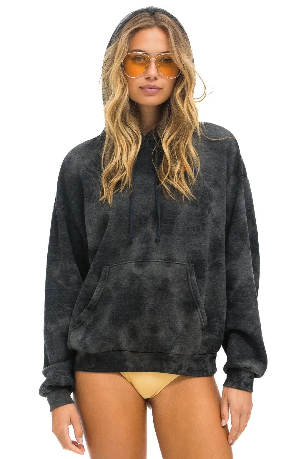 HAND DYED PULLOVER HOODIE RELAXED - TIE DYE VINTAGE CHARCOAL sold by Aviator Nation