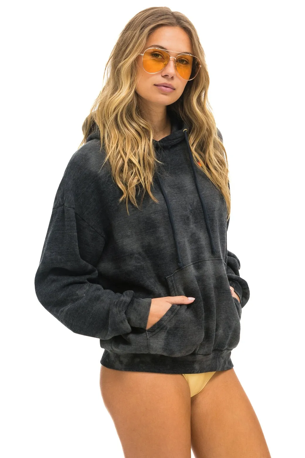 HAND DYED PULLOVER HOODIE RELAXED - TIE DYE VINTAGE CHARCOAL sold by Aviator Nation product image thumbnail 4