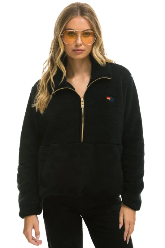 TEDDY APRES HALF ZIP JACKET - BLACK sold by Aviator Nation