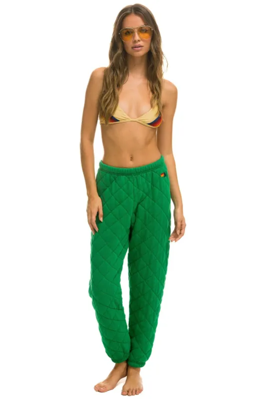 QUILTED SWEATPANTS - KELLY GREEN sold by Aviator Nation