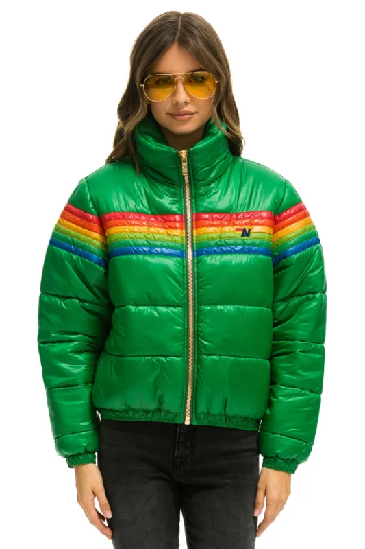 6 STRIPE LUXE APRES PUFFER JACKET - GLOSSY AMAZON sold by Aviator Nation