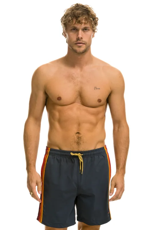 MEN'S 5 STRIPE FLEX SHORTS 7 INCH - TITANIUM sold by Aviator Nation