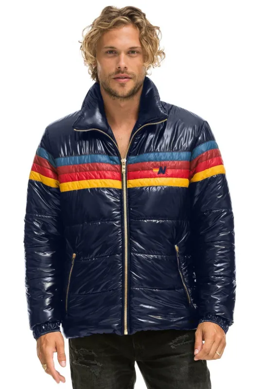 4 STRIPE LUXE TRAVELER JACKET - GLOSSY NAVY sold by Aviator Nation