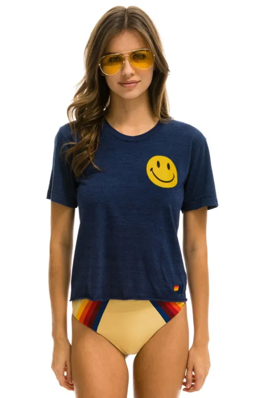 SMILEY 2 BOYFRIEND TEE - NAVY sold by Aviator Nation
