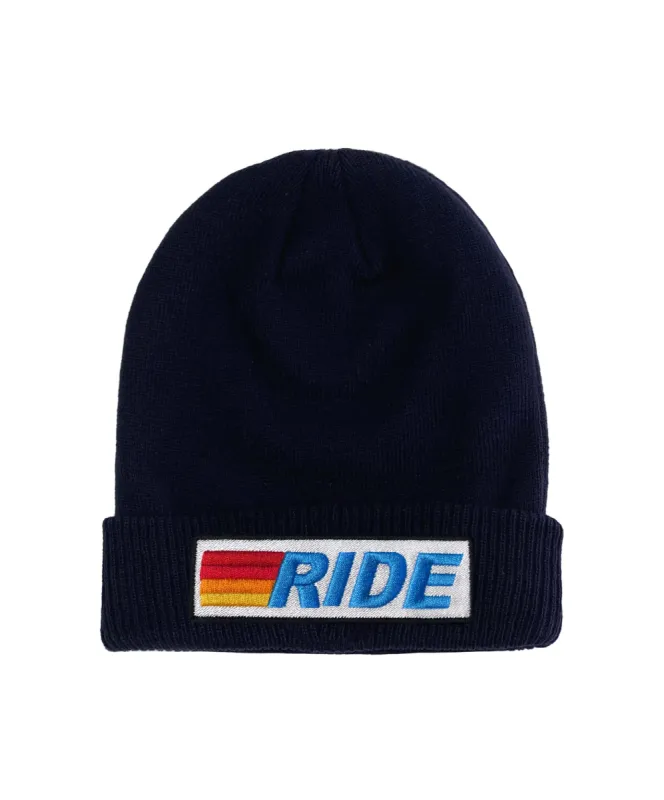 RIDE LOGO BEANIE - NAVY / WHITE sold by Aviator Nation