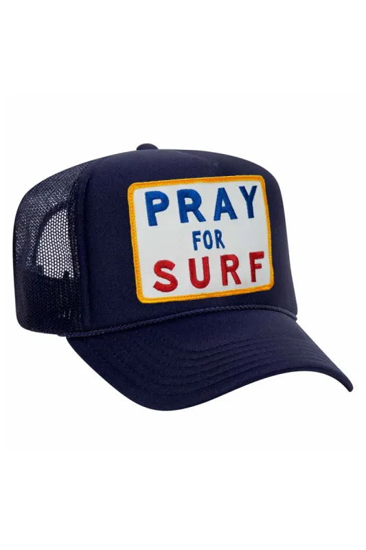 PRAY FOR SURF VINTAGE TRUCKER HAT sold by Aviator Nation