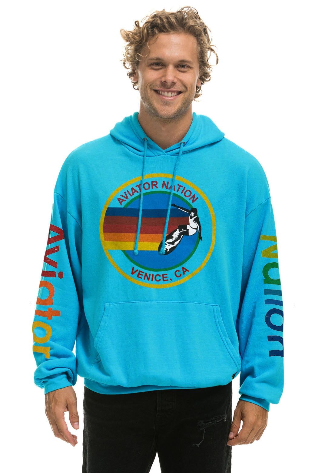AVIATOR NATION RELAXED PULLOVER HOODIE - NEON BLUE sold by Aviator Nation product image thumbnail 2