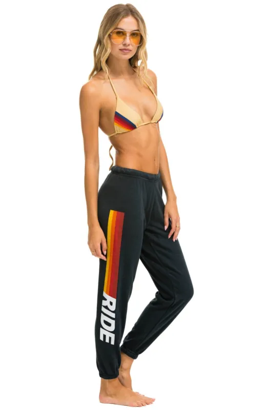 RIDE LOGO WHITE SWEATPANTS - CHARCOAL sold by Aviator Nation