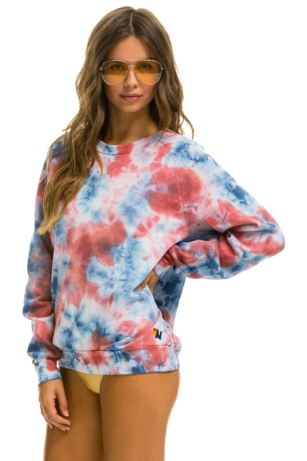 HAND DYED CREW SWEATSHIRT - TIE DYE RED sold by Aviator Nation product image thumbnail 2