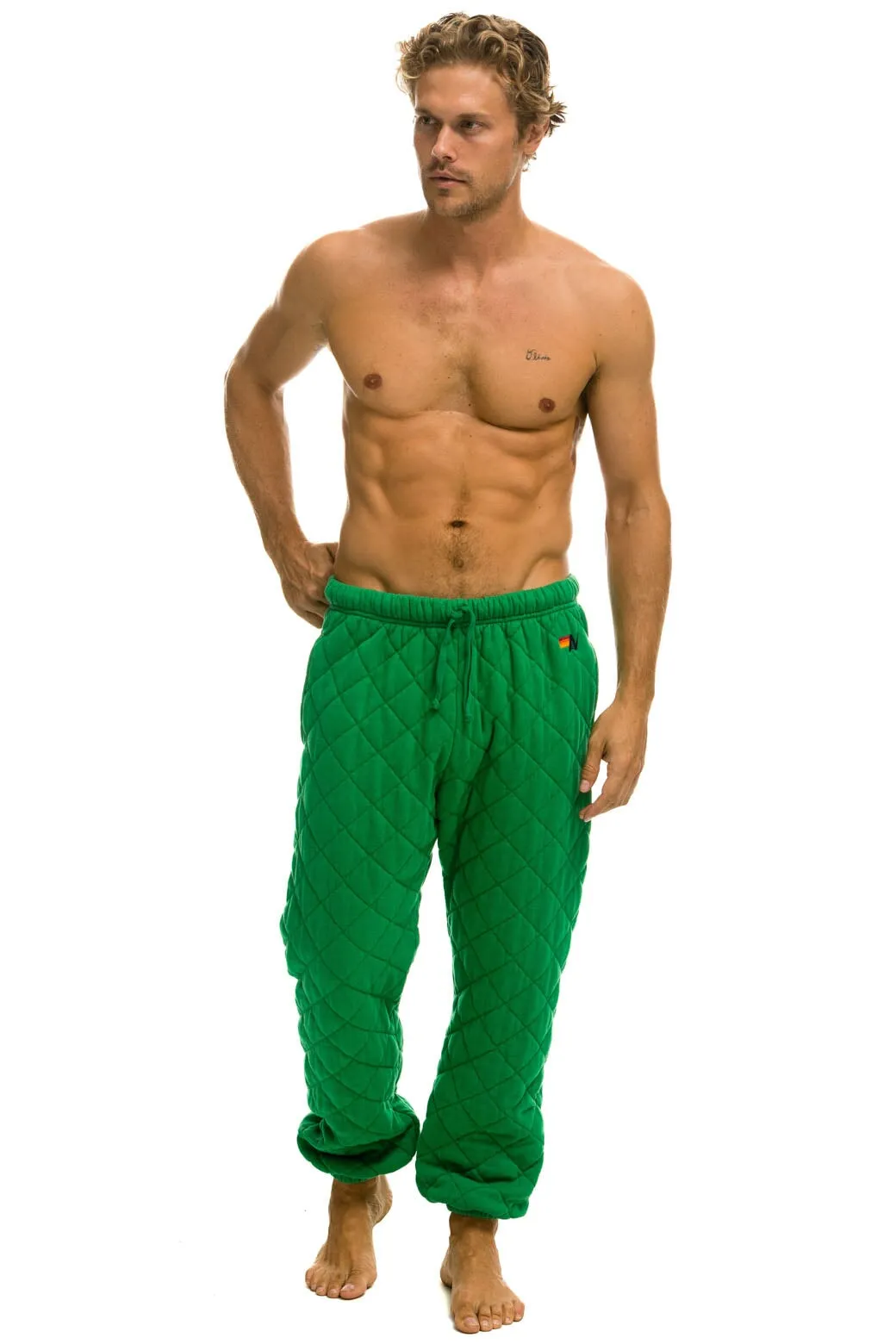 QUILTED SWEATPANTS - KELLY GREEN sold by Aviator Nation product image thumbnail 5