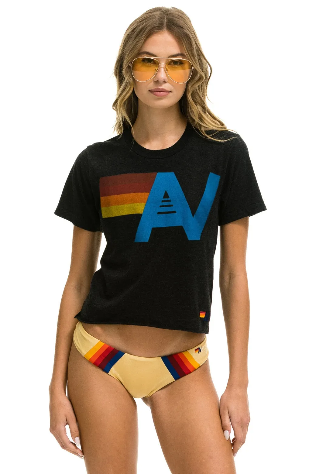 LOGO BOYFRIEND TEE - BLACK sold by Aviator Nation