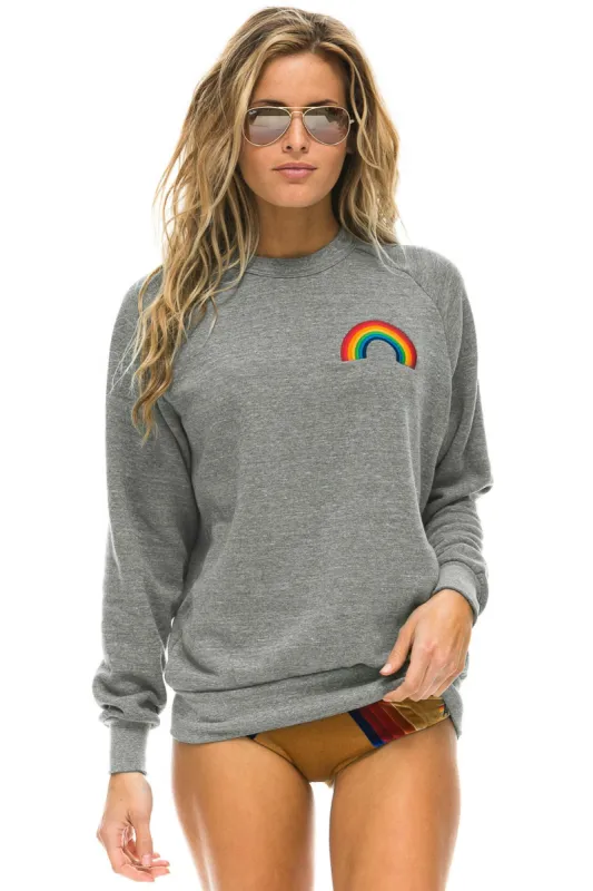 RAINBOW EMBROIDERY SWEATSHIRT - HEATHER GREY sold by Aviator Nation