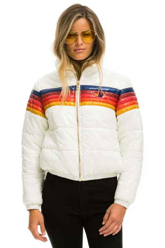 5 STRIPE APRES JACKET - GLOSSY WHITE sold by Aviator Nation
