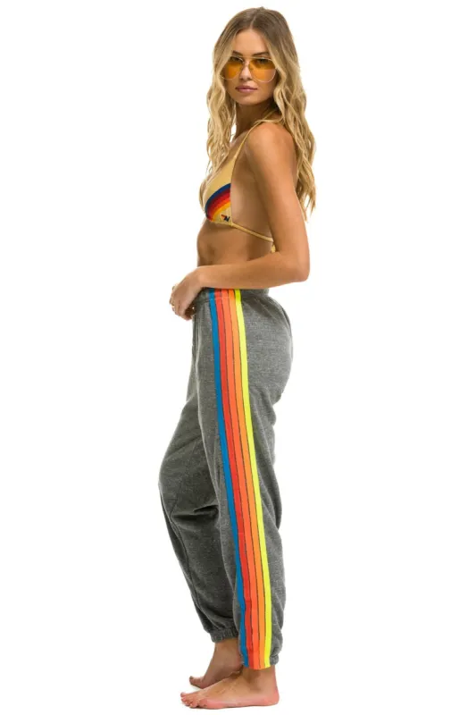5 STRIPE SWEATPANTS - HEATHER GREY // NEON RAINBOW sold by Aviator Nation