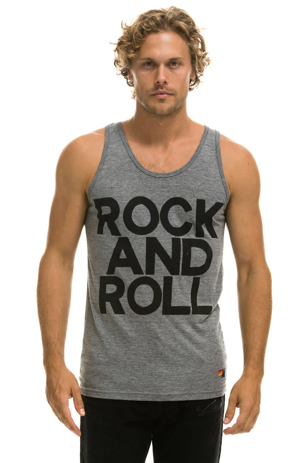 MEN'S ROCK AND ROLL TANK - HEATHER GREY sold by Aviator Nation