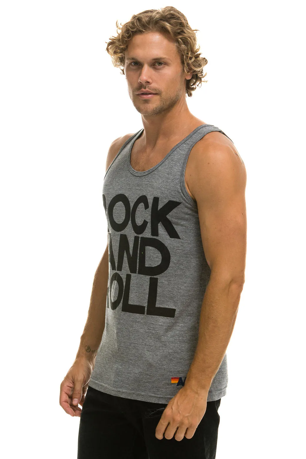 MEN'S ROCK AND ROLL TANK - HEATHER GREY sold by Aviator Nation product image thumbnail 4