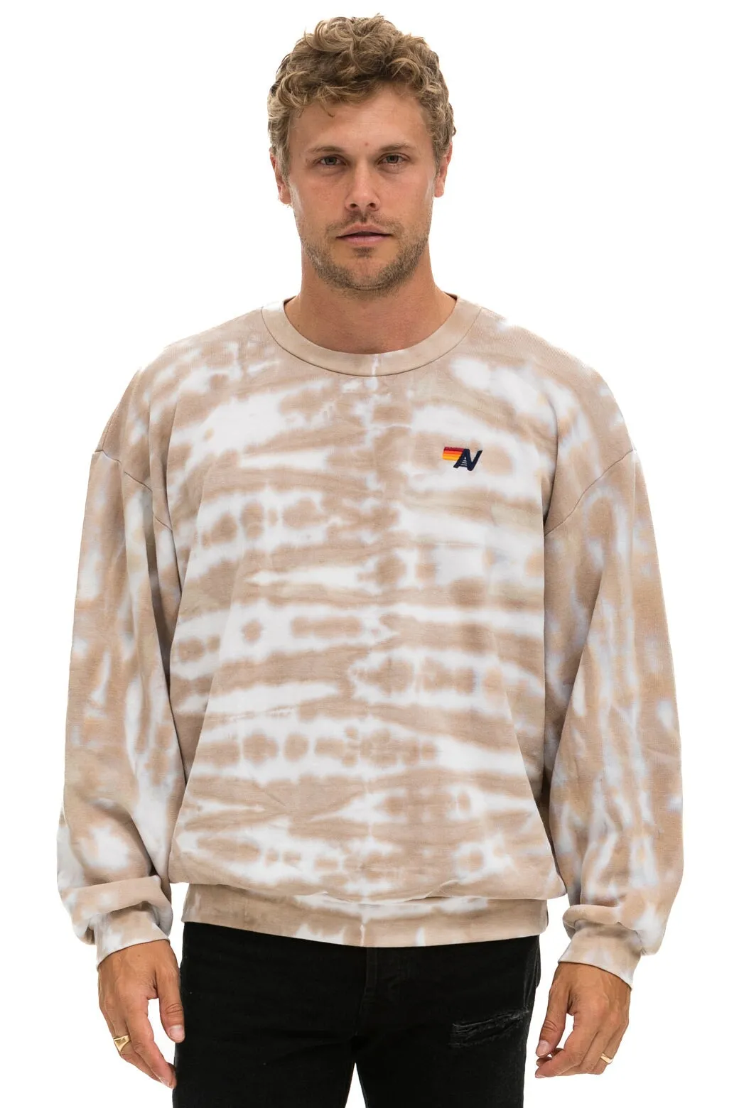HAND DYED RELAXED CREW SWEATSHIRT - TIE DYE SAND sold by Aviator Nation product image thumbnail 2