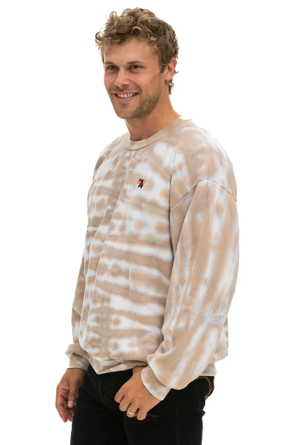 HAND DYED RELAXED CREW SWEATSHIRT - TIE DYE SAND sold by Aviator Nation product image thumbnail 4