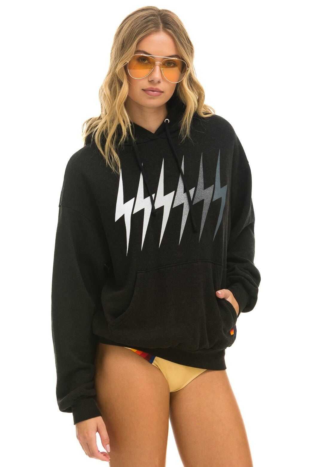 BOLT GRADIENT RELAXED PULLOVER HOODIE - BLACK // GREY sold by Aviator Nation product image thumbnail 5