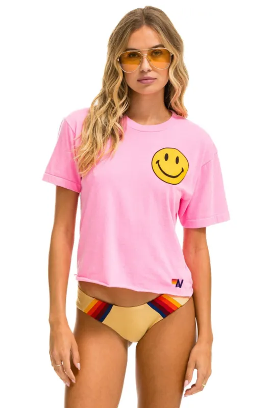 SMILEY 2 BOYFRIEND TEE - NEON PINK sold by Aviator Nation