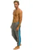 5 STRIPE SWEATPANTS - HEATHER GREY // BLUE sold by Aviator Nation