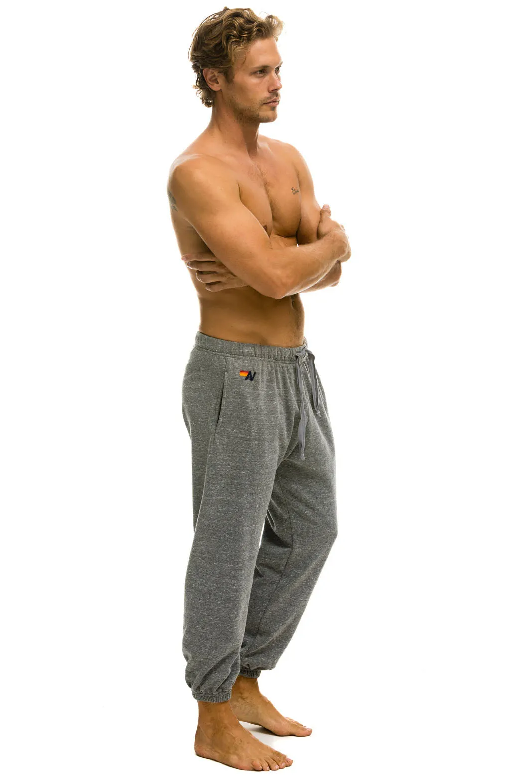 5 STRIPE SWEATPANTS - HEATHER GREY // BLUE sold by Aviator Nation product image thumbnail 3