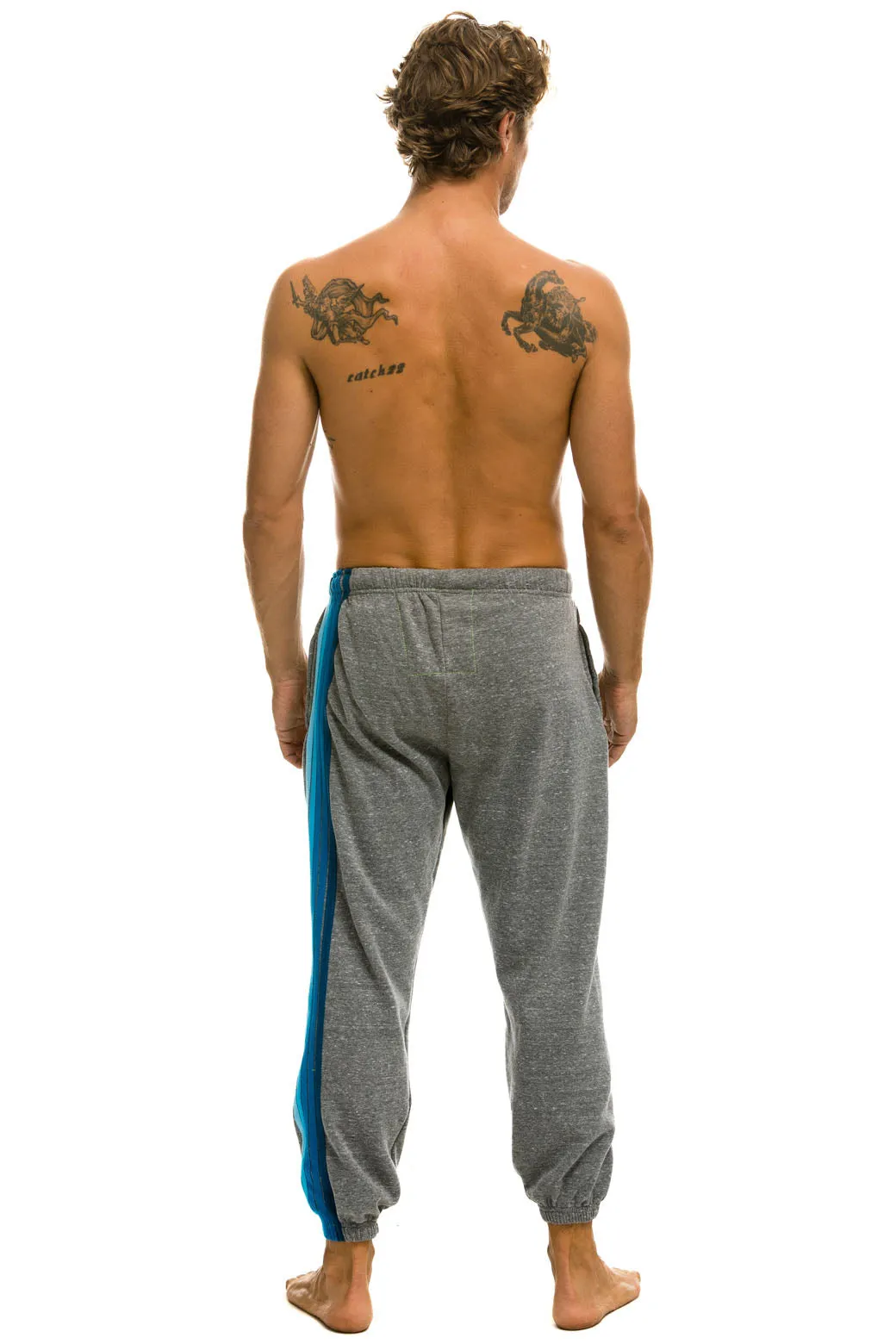 5 STRIPE SWEATPANTS - HEATHER GREY // BLUE sold by Aviator Nation product image thumbnail 4