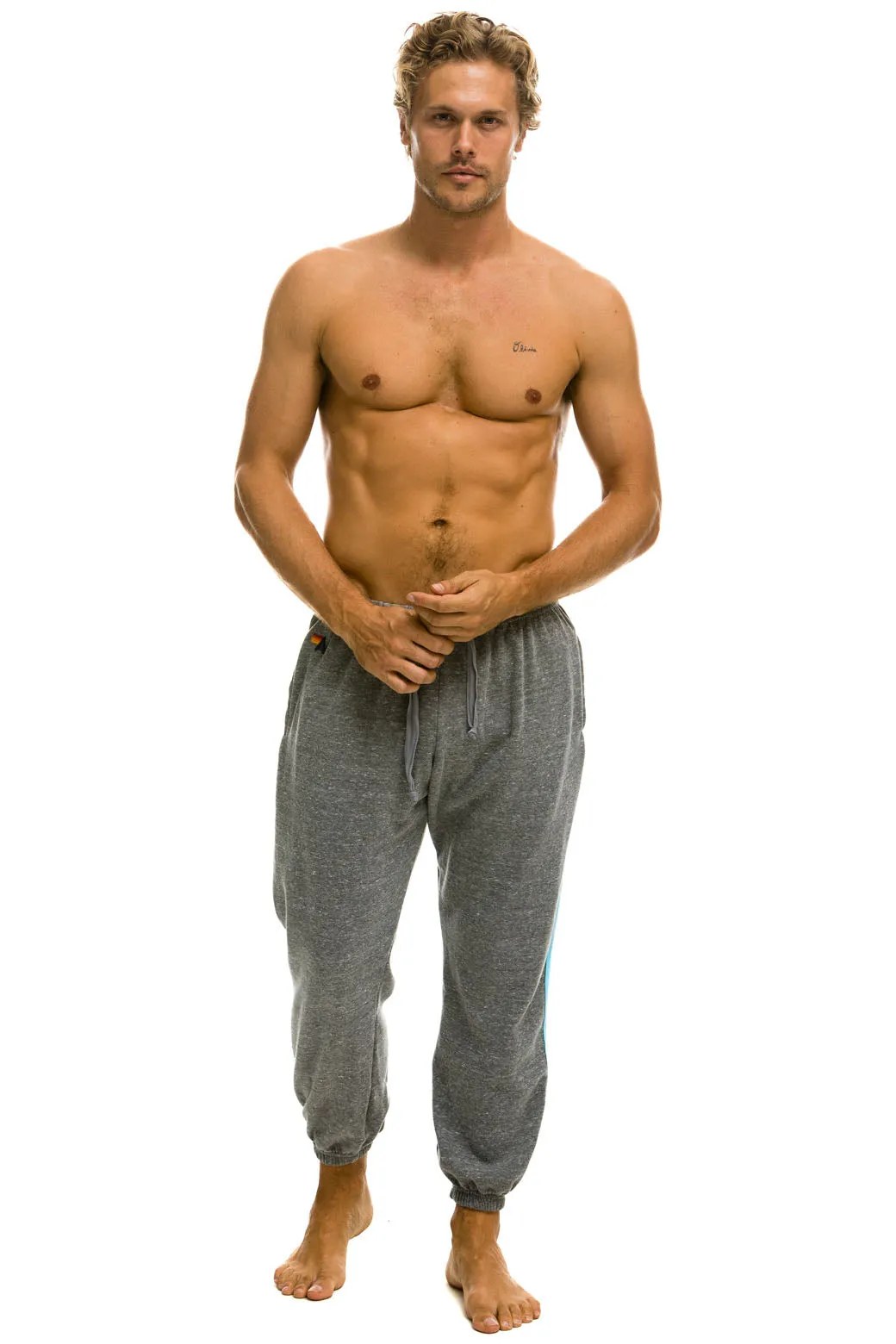 5 STRIPE SWEATPANTS - HEATHER GREY // BLUE sold by Aviator Nation product image thumbnail 2