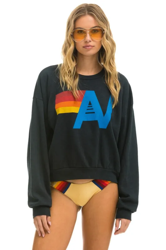 LOGO RELAXED CREW SWEATSHIRT - CHARCOAL sold by Aviator Nation