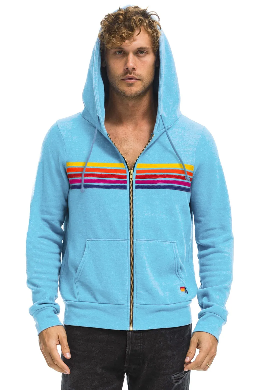 5 STRIPE HOODIE - SKY // YELLOW // PURPLE sold by Aviator Nation product image thumbnail 2