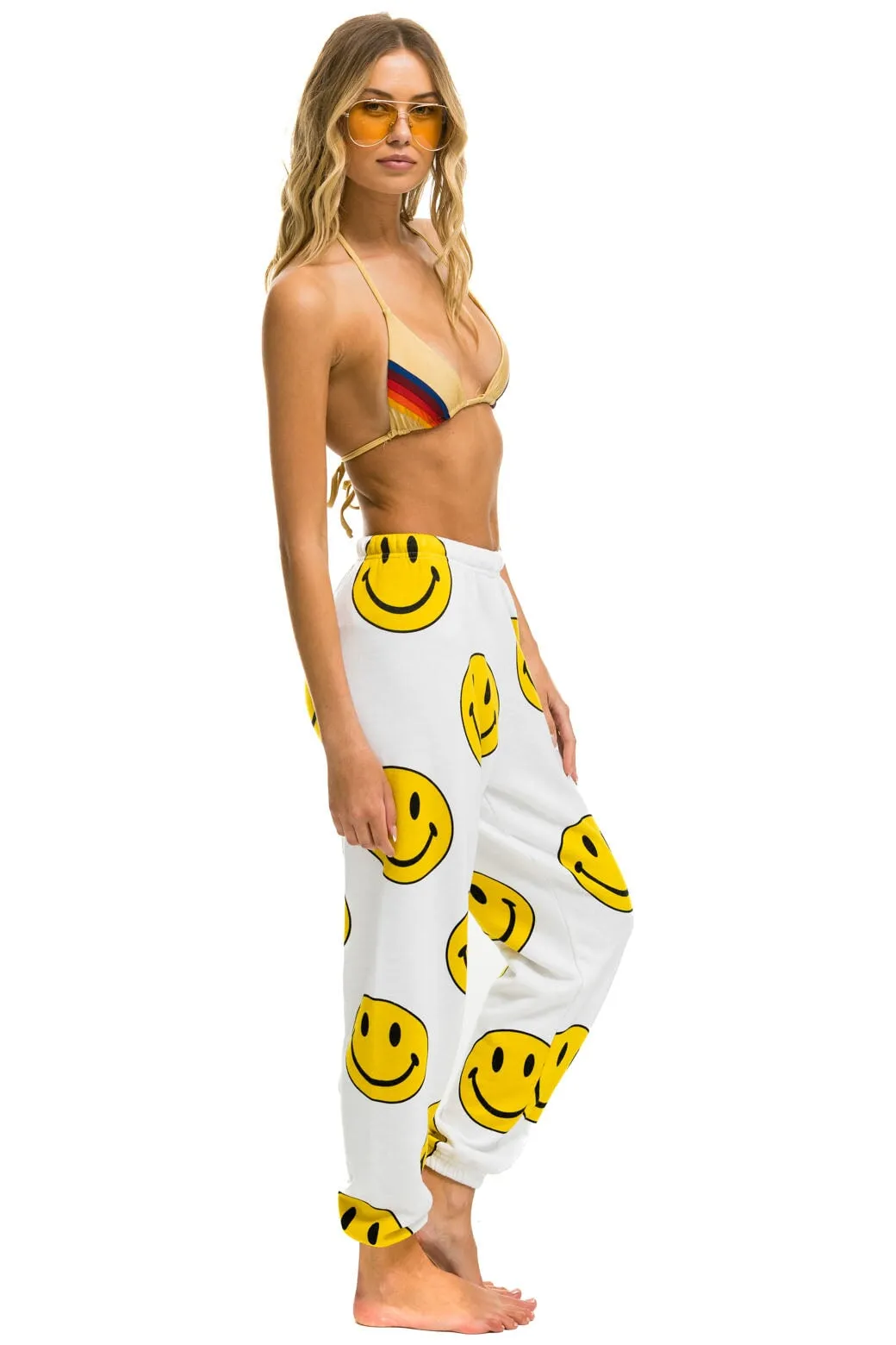 SMILEY REPEAT SWEATPANTS - WHITE sold by Aviator Nation product image thumbnail 4