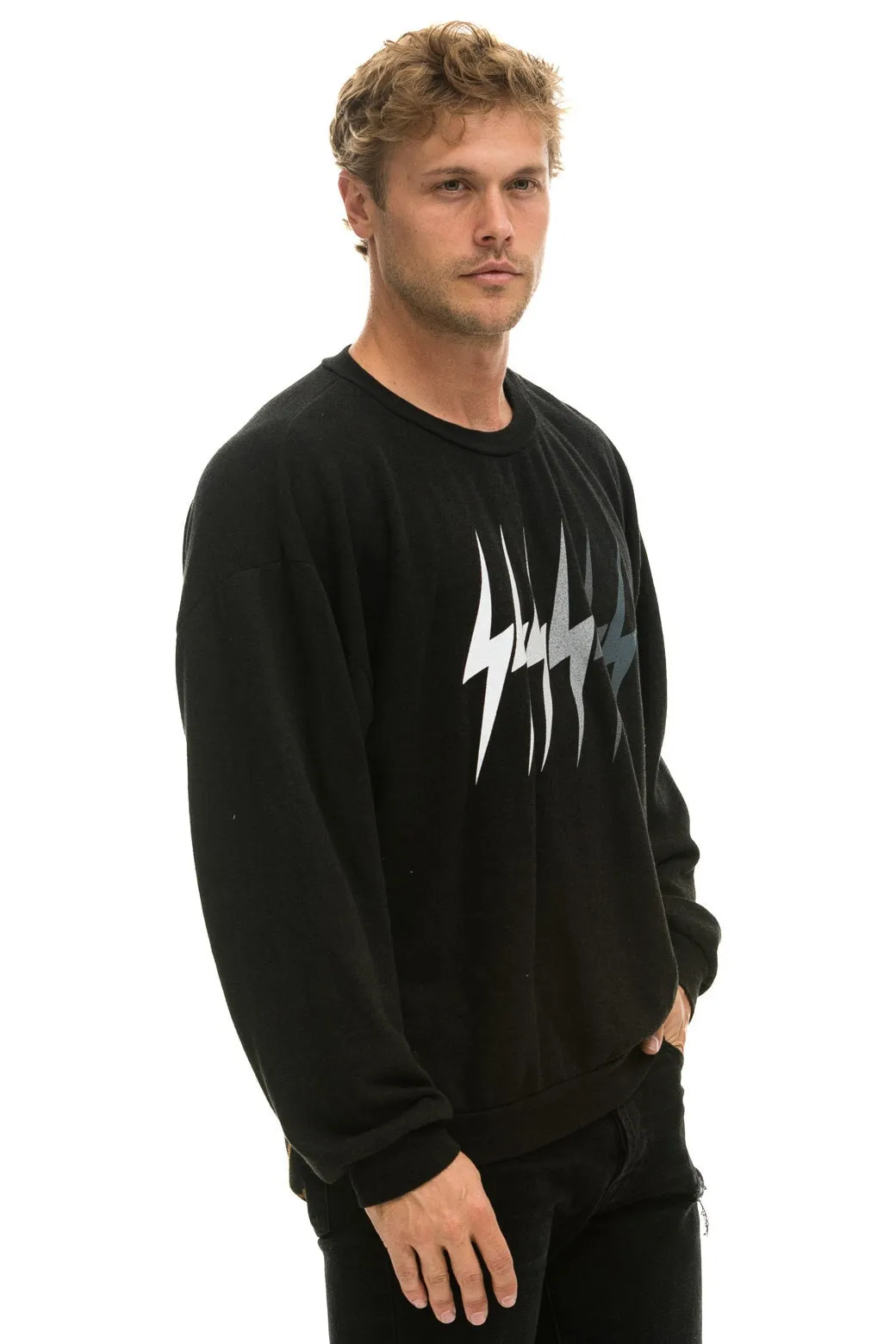 BOLT GRADIENT RELAXED CREW SWEATSHIRT - BLACK // GREY sold by Aviator Nation product image thumbnail 4