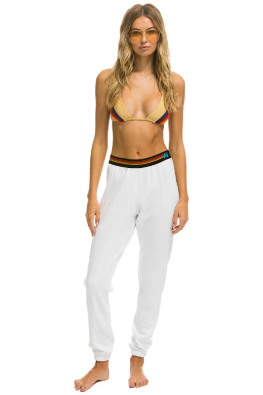 LOGO STRIPE SWEATPANTS - WHITE sold by Aviator Nation