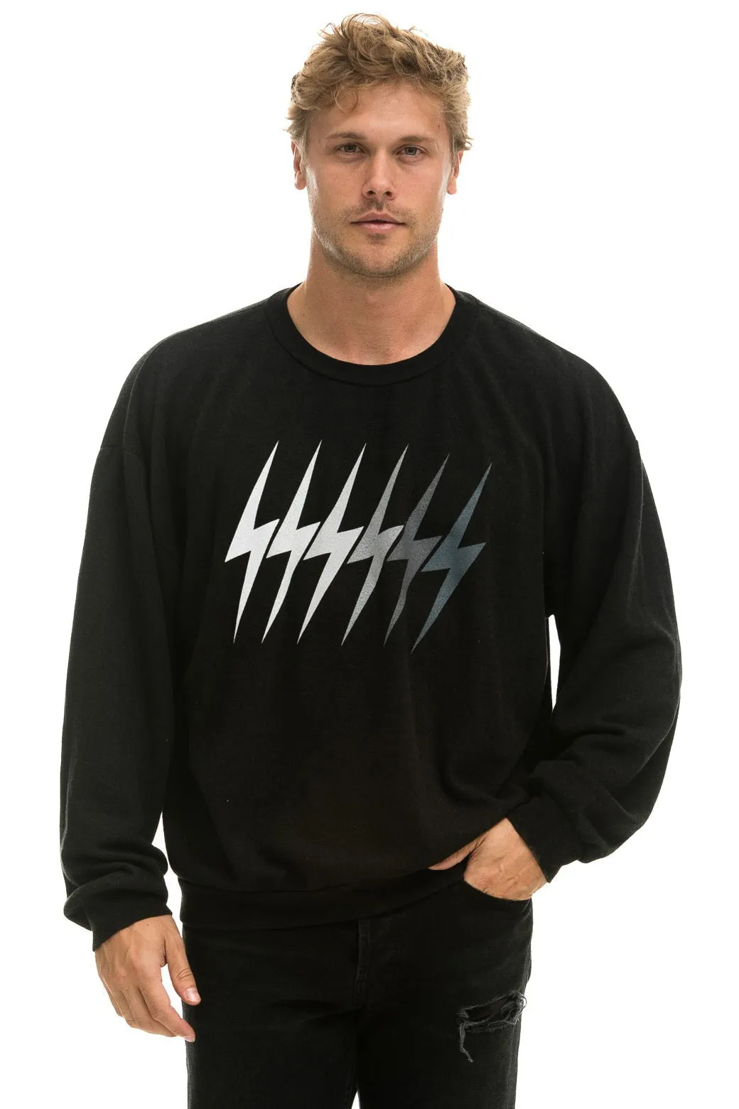 BOLT GRADIENT RELAXED CREW SWEATSHIRT - BLACK // GREY sold by Aviator Nation product image thumbnail 2