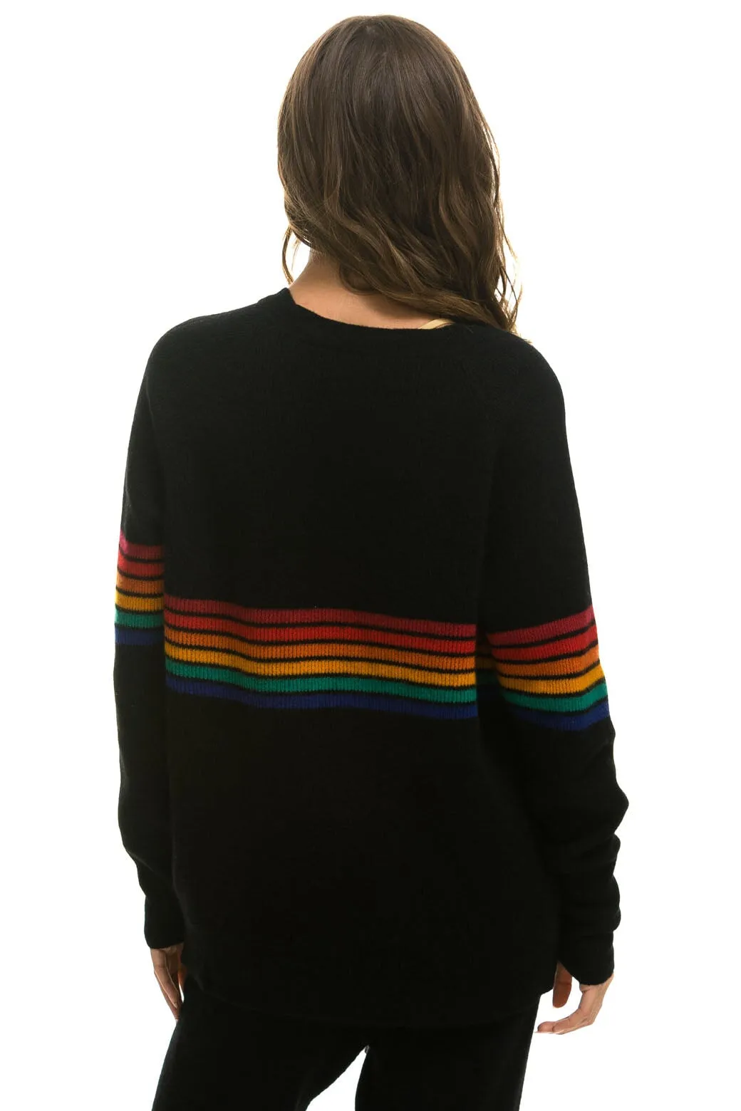 RAINBOW STRIPE 6 UNISEX CASHMERE SWEATER - BLACK sold by Aviator Nation product image thumbnail 5