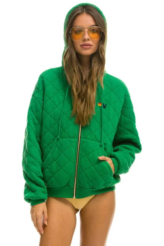 QUILTED ZIP HOODIE RELAXED - KELLY GREEN sold by Aviator Nation