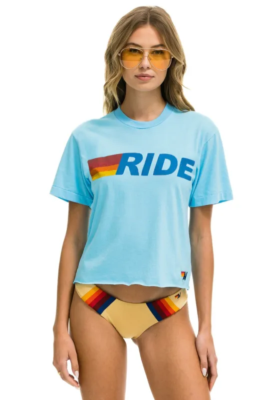 RIDE LOGO BOYFRIEND TEE - SKY sold by Aviator Nation