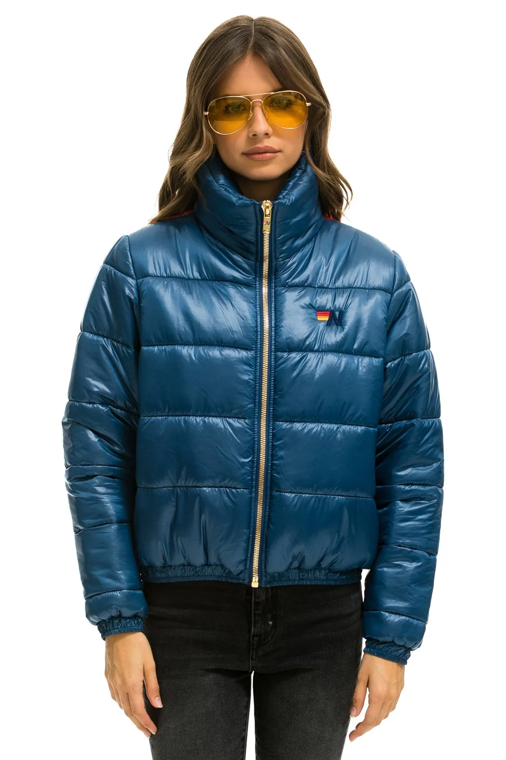 SUNBURST APRES PUFFER JACKET - GLOSSY DEEP BLUE sold by Aviator Nation product image thumbnail 2